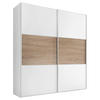 SCHWEBETÜRENSCHRANK in Weiss, Eichefarben  - Weiss/Eichefarben, Modern, Glas/Holzwerkstoff (188/222/68cm) - MID.YOU