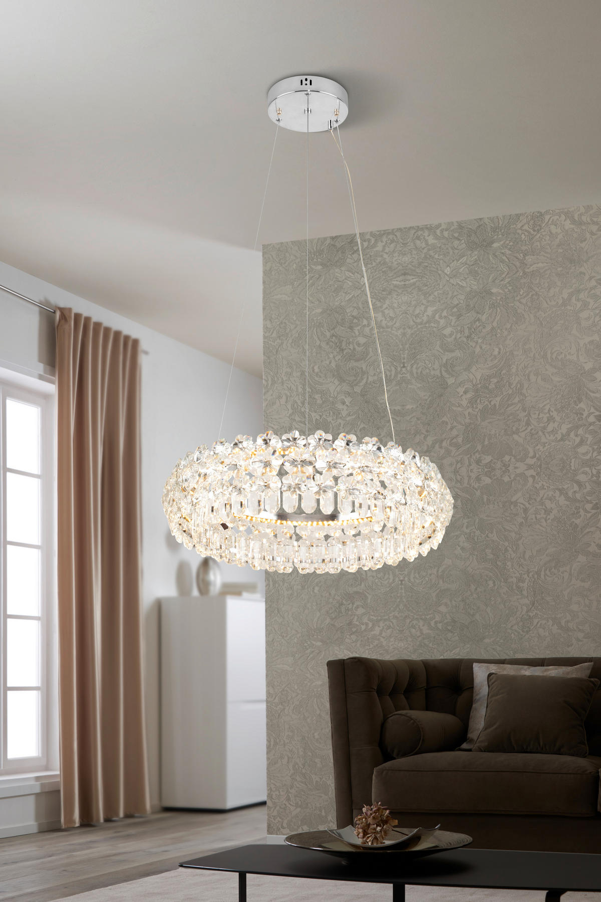 ZÁVĚSNÉ LED SVÍTIDLO, 60/150 cm  - čiré, Design, kov/sklo (60/150cm) - Glandor