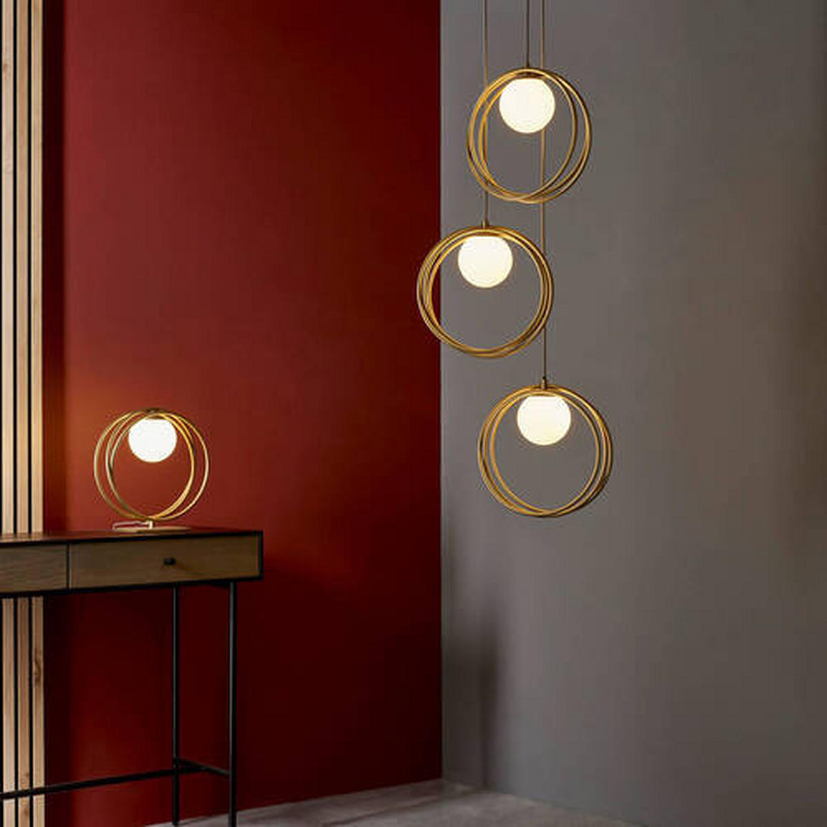 HÄNGELEUCHTE Endon Emilio 45/212.5 cm   - Goldfarben/Opal, Design, Glas (45/212.5cm) - ENDON