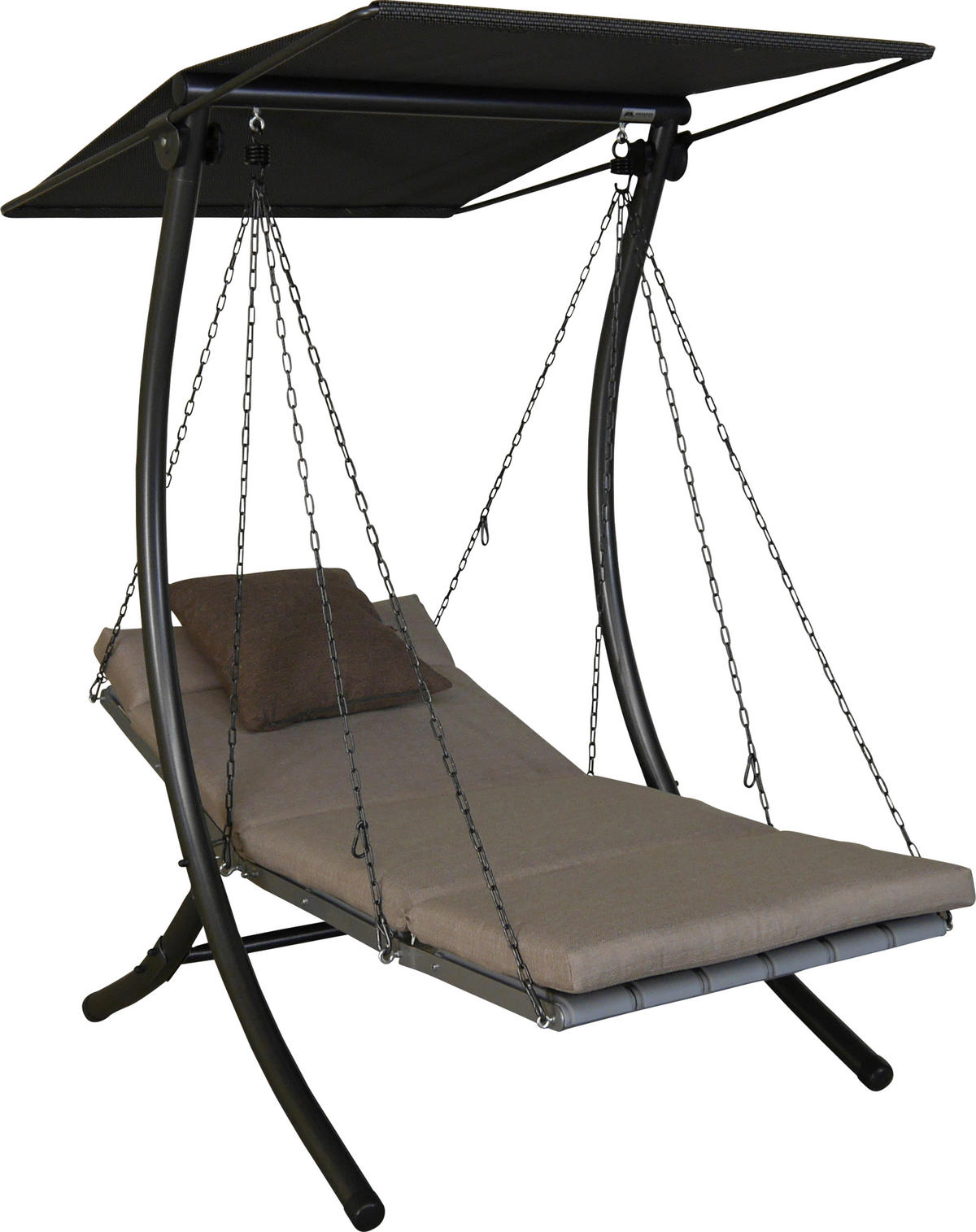 HOLLYWOODSCHAUKEL 100/160/145 cm  - Sandfarben/Dunkelgrau, Basics, Kunststoff/Textil (100/160/145cm) - Boxxx