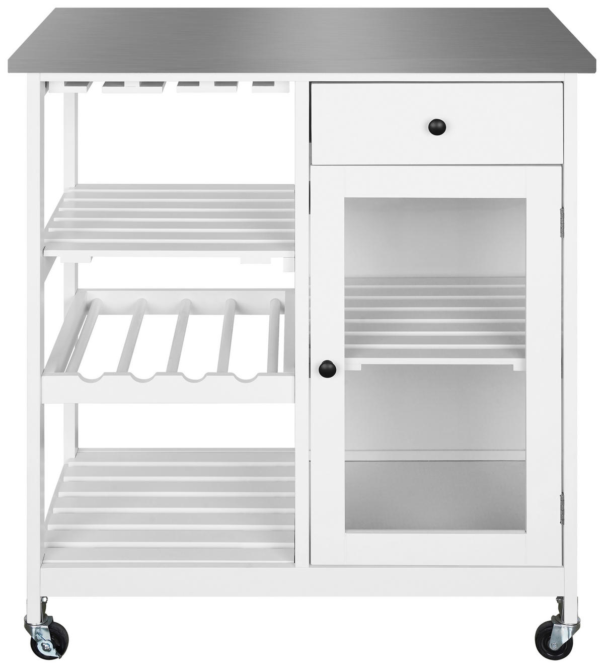 KÜCHENINSEL   in Weiß, Edelstahlfarben  - Edelstahlfarben/Schwarz, Basics, Holzwerkstoff/Kunststoff (76/87/48cm) - MID.YOU