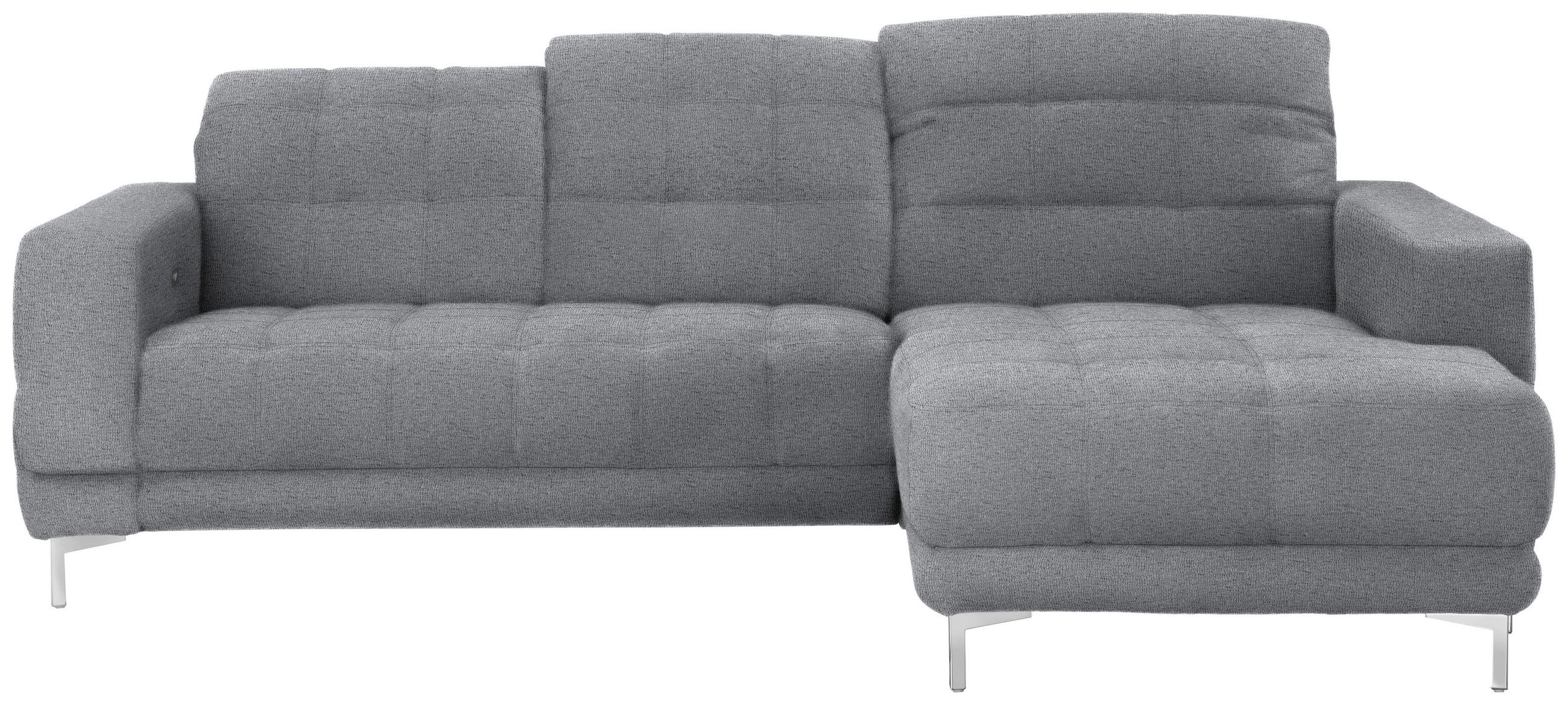 ECKSOFA in Webstoff Grau  - Chromfarben/Grau, Design, Textil/Metall (260/187cm) - Xora