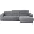 ECKSOFA in Webstoff Grau  260/187 cm  - Chromfarben/Grau, Design, Textil/Metall (260/187cm) - Xora