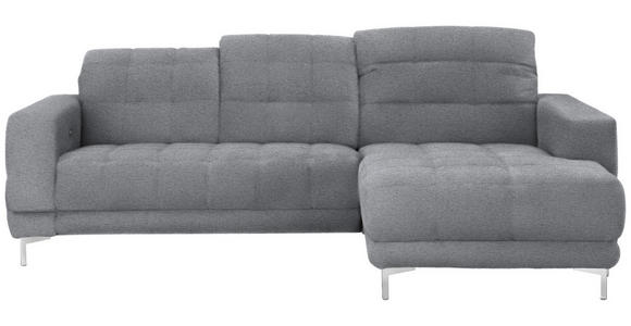 ECKSOFA in Webstoff Grau  260/187 cm  - Chromfarben/Grau, Design, Textil/Metall (260/187cm) - Xora