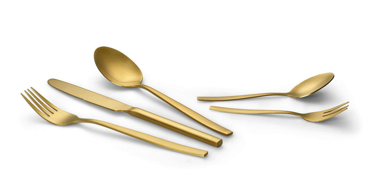 BESTECKSET 30-teilig Edelstahl  - Goldfarben, Trend, Metall - Echtwerk