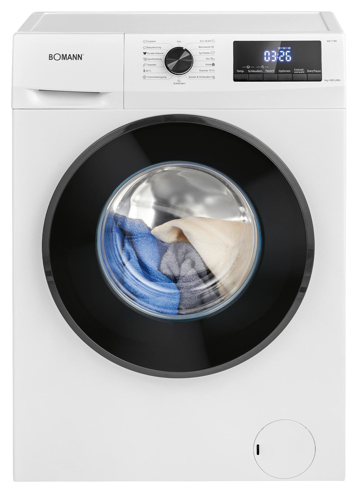 WASCHMASCHINE WA 7185 w 8kg 1400U/min A/B  - Weiß, Basics, Kunststoff (60/85/54cm) - Bomann