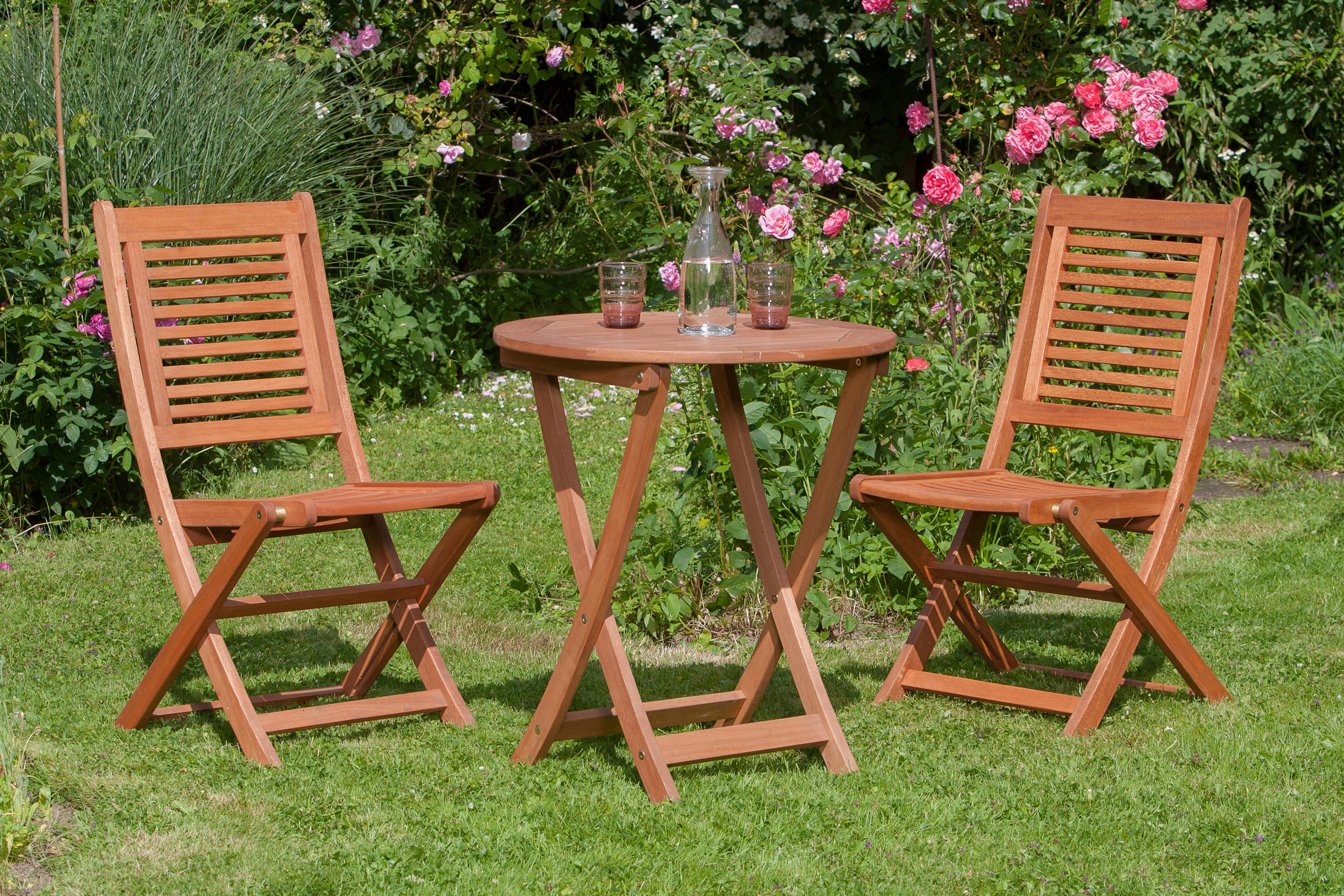 GARTENSTUHL-SET Eukalyptusholz Naturfarben  - Naturfarben, Basics, Holz (49/93/57cm) - Gardenson