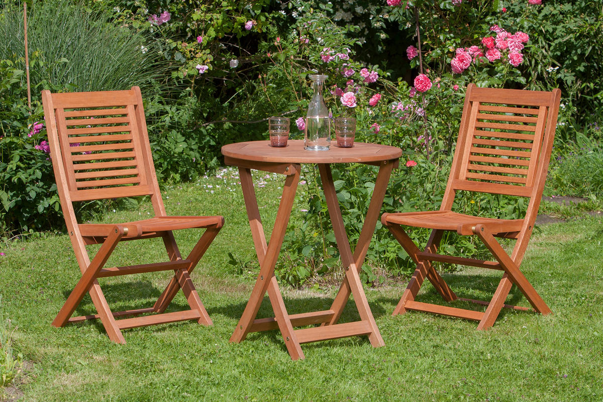 GARTENSTUHL-SET Holz Naturfarben  - Naturfarben, Basics, Holz (49/93/57cm) - Gardenson