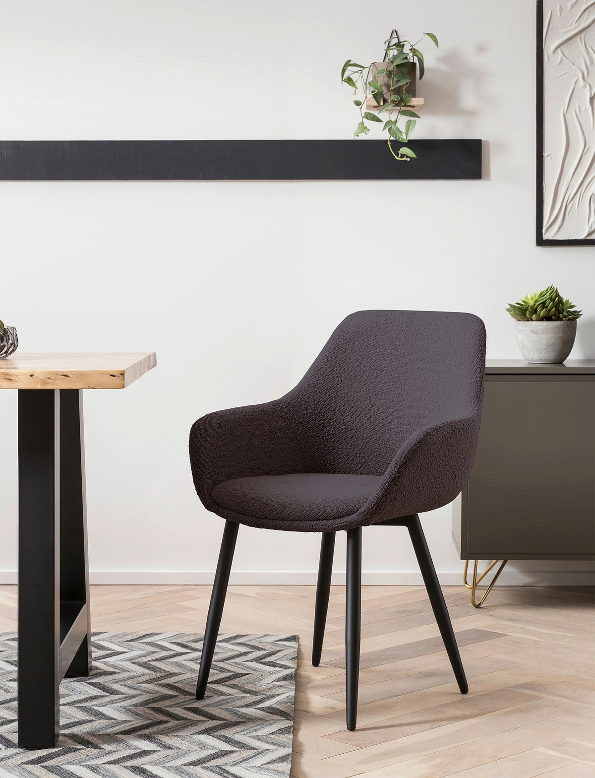 SADA ŽIDLÍ 2 kusy - černá/antracitová, Moderní, kov/textil (64/86/59cm) - Livetastic