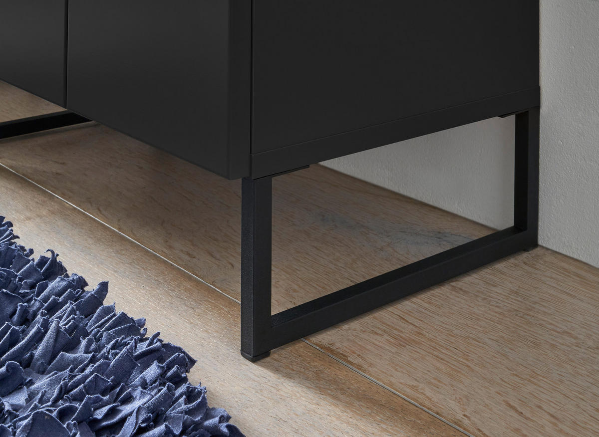 MIDISCHRANK 60/106/32 cm  - Eichefarben/Schwarz, KONVENTIONELL, Holzwerkstoff/Metall (60/106/32cm) - home24