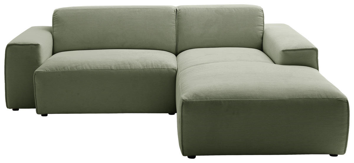 ECKSOFA in Cord Olivgrün  230/189 cm  - Schwarz/Olivgrün, Design, Kunststoff/Textil (230/189cm) - Pure Home Lifestyle