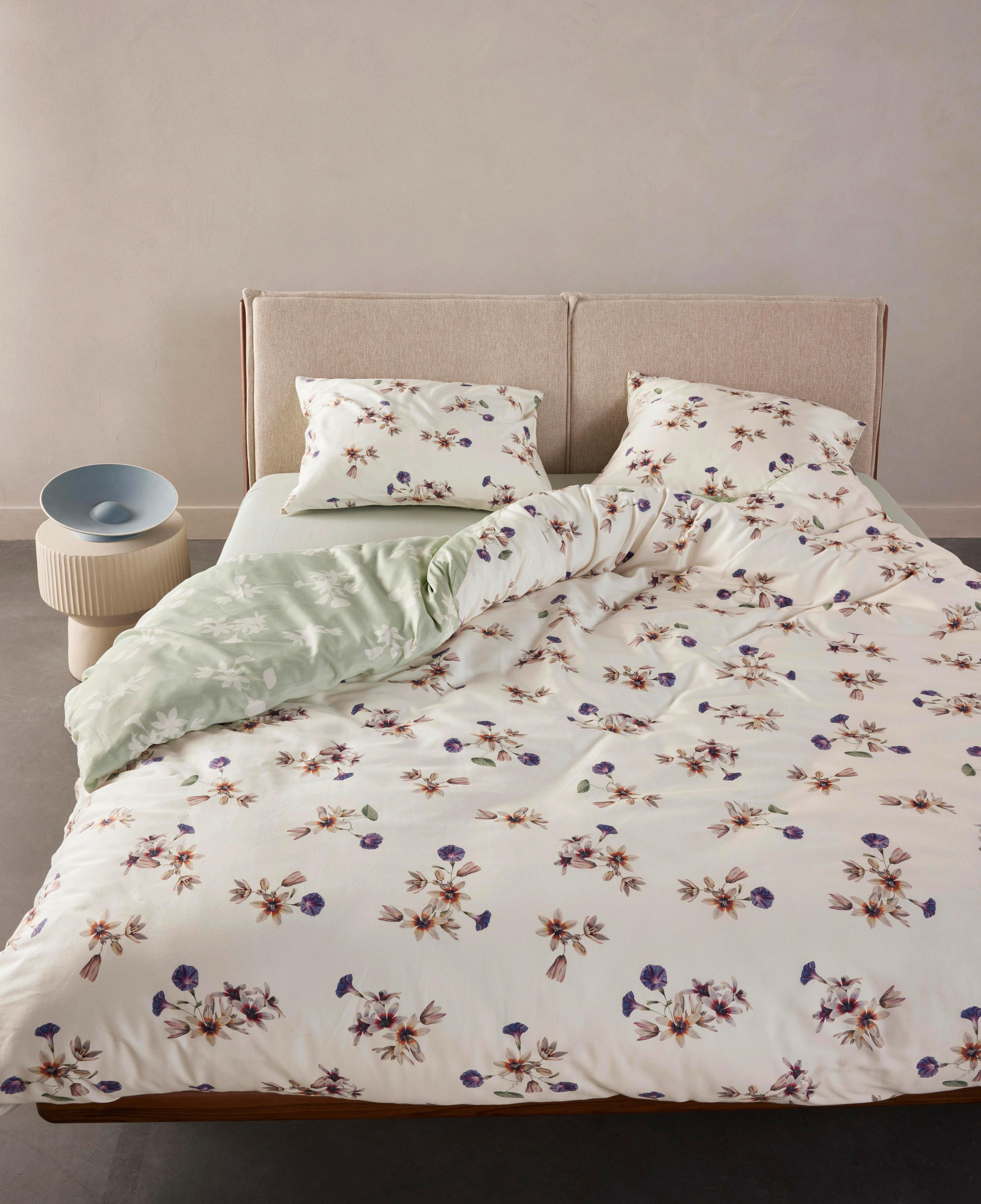 WENDEBETTWÄSCHE FIORA Satin 200/200 cm  - Perlmutt, KONVENTIONELL, Textil (200/200cm) - Essenza