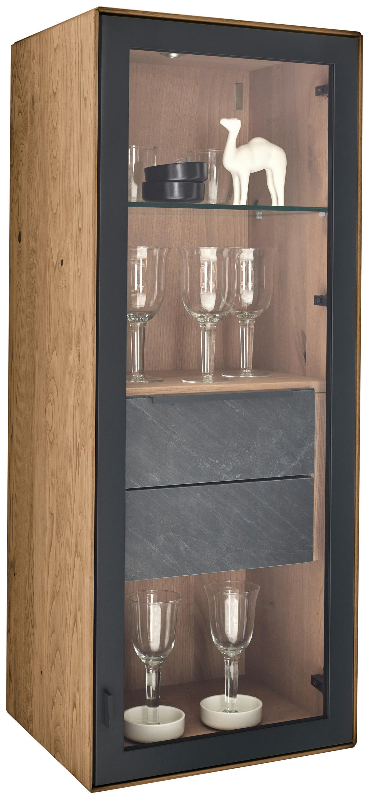 HÄNGEVITRINE Anthrazit, Schieferfarben, Kastanienfarben  47/117,2/39,5 cm  - Kastanienfarben/Schieferfarben, Natur, Glas/Holz (47/117,2/39,5cm) - Valnatura