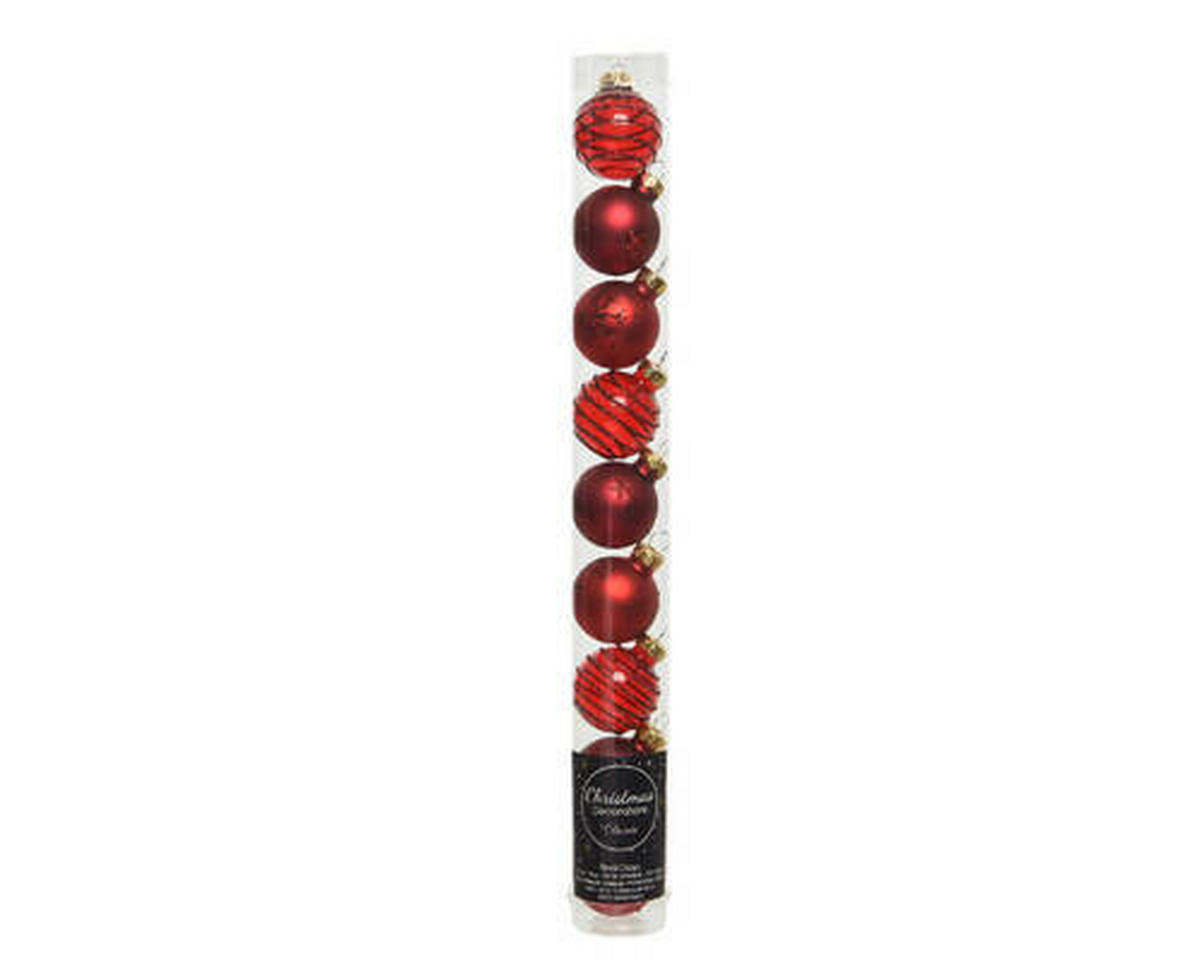 JULGRANSKULOR SET 3 cm 9 delar  - röd, Klassisk, glas (3cm)