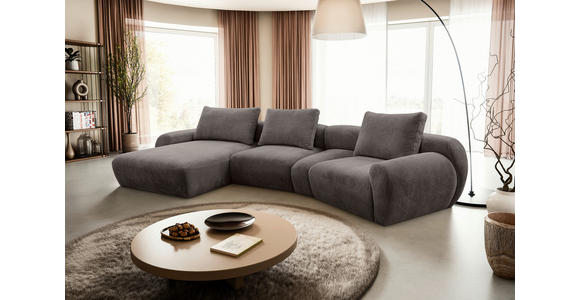 ECKSOFA  in Chenille Dunkelgrau  176/362 cm  - Dunkelgrau/Schwarz, KONVENTIONELL, Kunststoff/Textil (176/362cm) - Carryhome