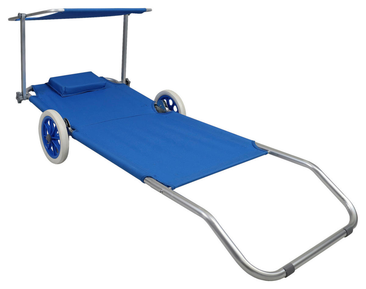 GARTENLIEGE 165/16/65 cm  - Blau, Basics, Textil/Metall (165/16/65cm) - MID.YOU