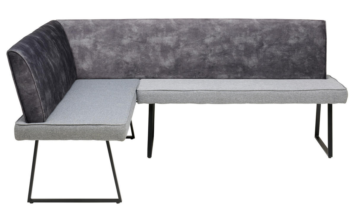 ECKBANK 155/205 cm Mikrofaser, Leinenoptik Dunkelgrau Pappel Sperrholz   - Dunkelgrau/Schwarz, KONVENTIONELL, Holz/Textil (155/205cm) - MID.YOU