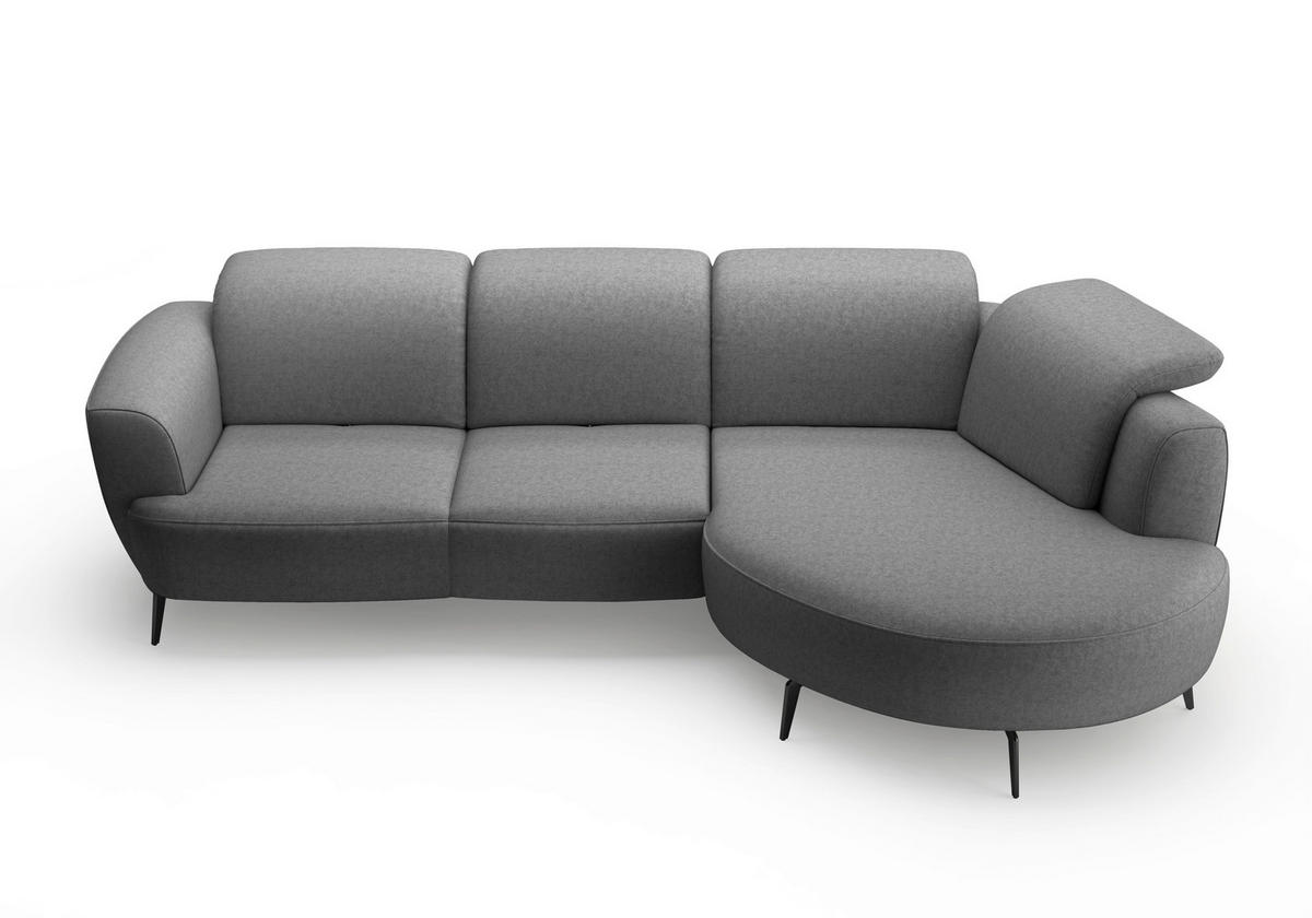 ECKSOFA ZOE E Dunkelgrau Flachgewebe  - Dunkelgrau/Schwarz, KONVENTIONELL, Textil/Metall (309/199cm) - Sit & More