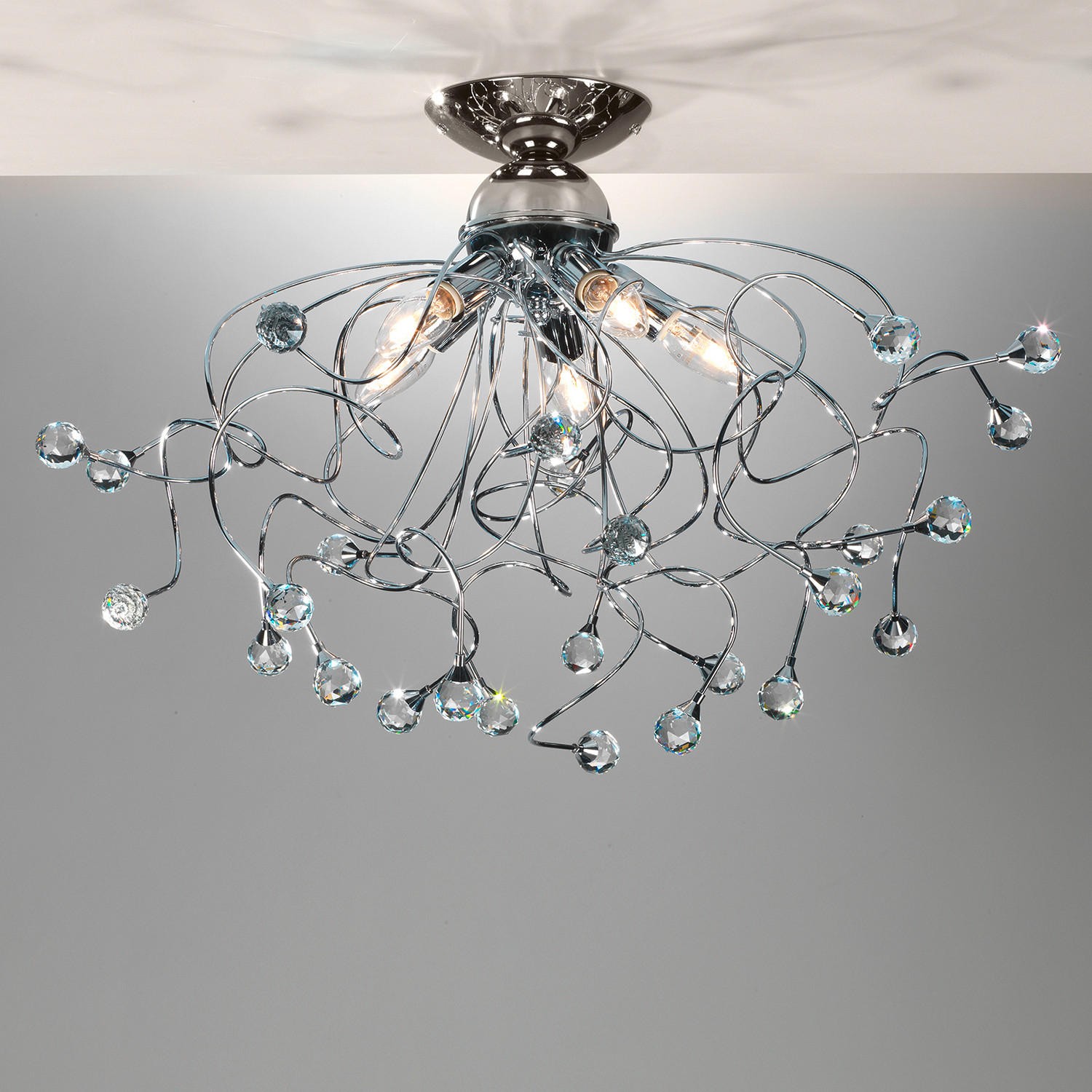 DECKENLEUCHTE 60/42 cm   - Chromfarben, KONVENTIONELL, Glas/Metall (60/42cm)