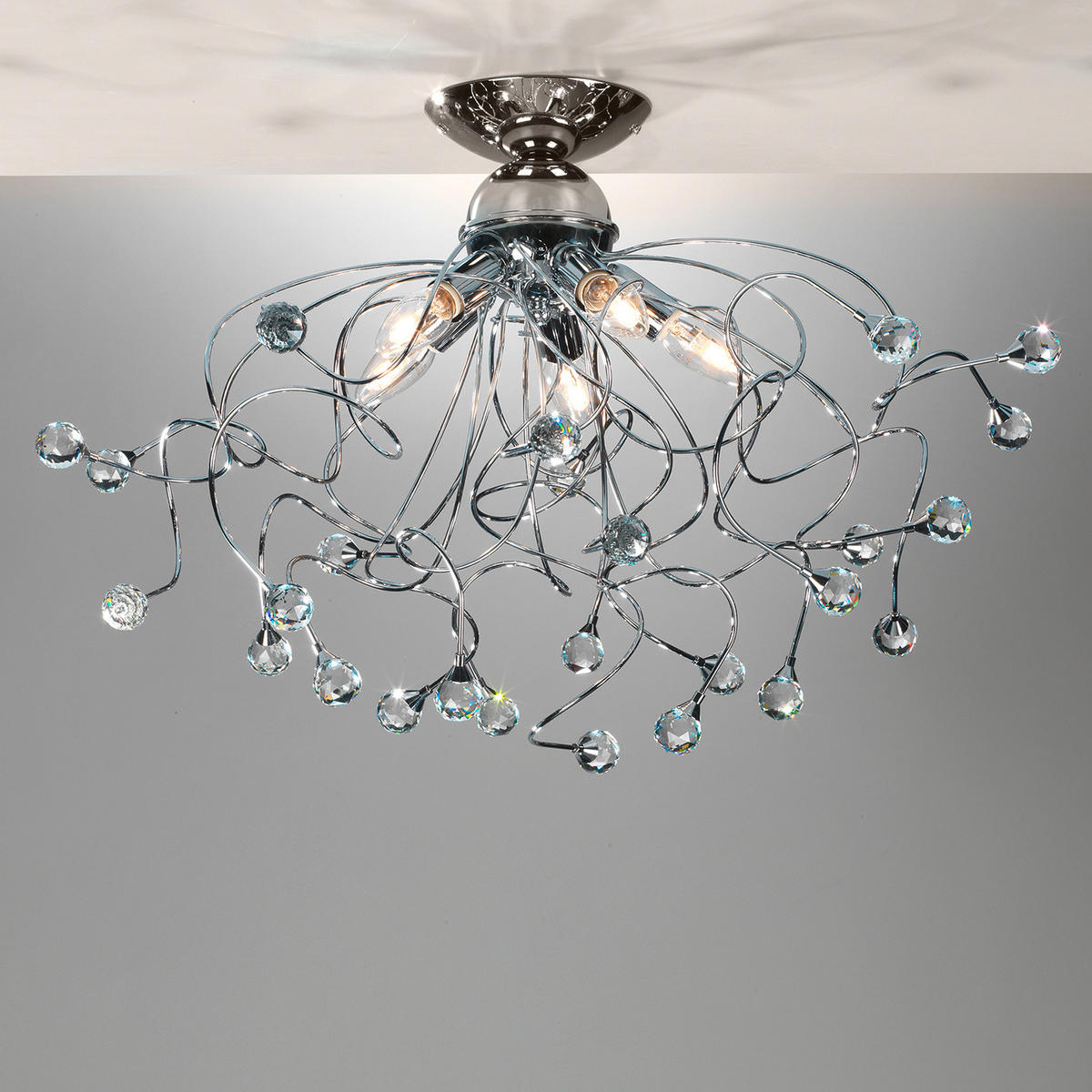 DECKENLEUCHTE 60/42 cm   - Chromfarben, KONVENTIONELL, Glas/Metall (60/42cm)