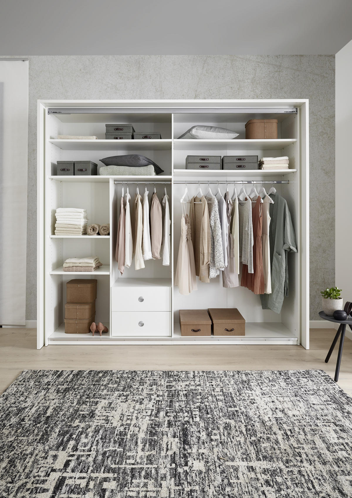  SCHWEBETÜRENSCHRANK 240/226/64 cm 2-türig  - Weiss/Dunkelgrau, Konventionell, Holzwerkstoff/Metall (240/226/64cm) - Xora