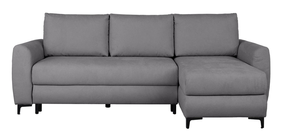 ECKSOFA Moli Dunkelgrau Mikrofaser  - Dunkelgrau/Schwarz, Design, Textil/Metall (236/148cm) - MID.YOU