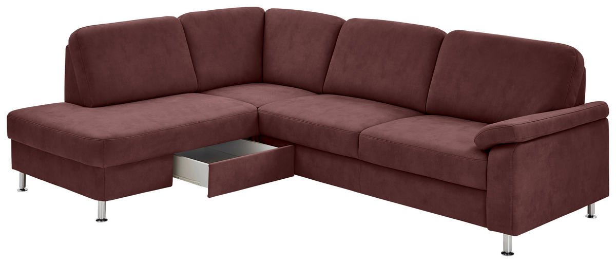 ECKSOFA in Mikrofaser Weinrot  - Weinrot, Design, Textil/Metall (202/266cm) - Beldomo System