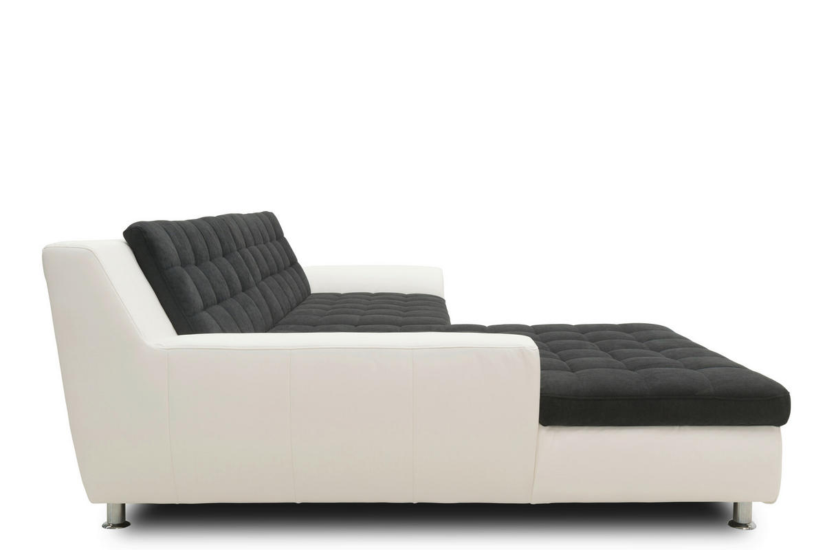 ECKSCHLAFSOFA MORTON Schwarz Mikrofaser  - Chromfarben/Schwarz, MODERN, Textil/Metall (304/200/84cm) - MID.YOU