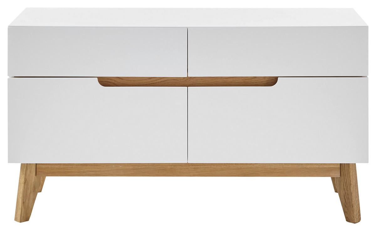 GARDEROBENBANK 97/53/40 cm  - Weiss/Eichefarben, Design, Holz/Holzwerkstoff (97/53/40cm)