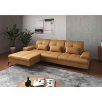 ECKSOFA Currygelb Kombination Echtleder/Stoff Vliesstoff Armteilverstellung, Sitztiefenverstellung  - Currygelb/Schwarz, KONVENTIONELL, Leder/Textil (185/279cm) - Sit & More