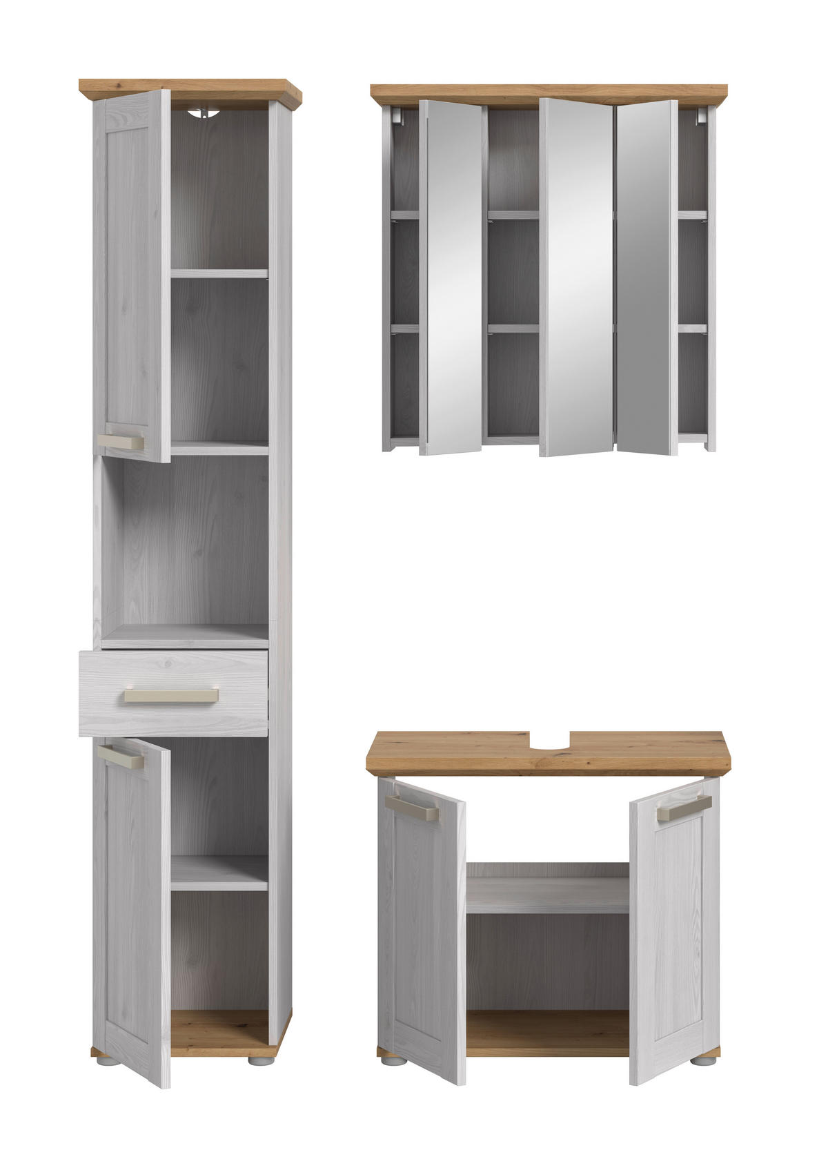 KOUPELNA barvy modřínu, dub artisan  - barvy stříbra/barvy modřínu, Trend, kompozitní dřevo/plast (108cm) - MID.YOU