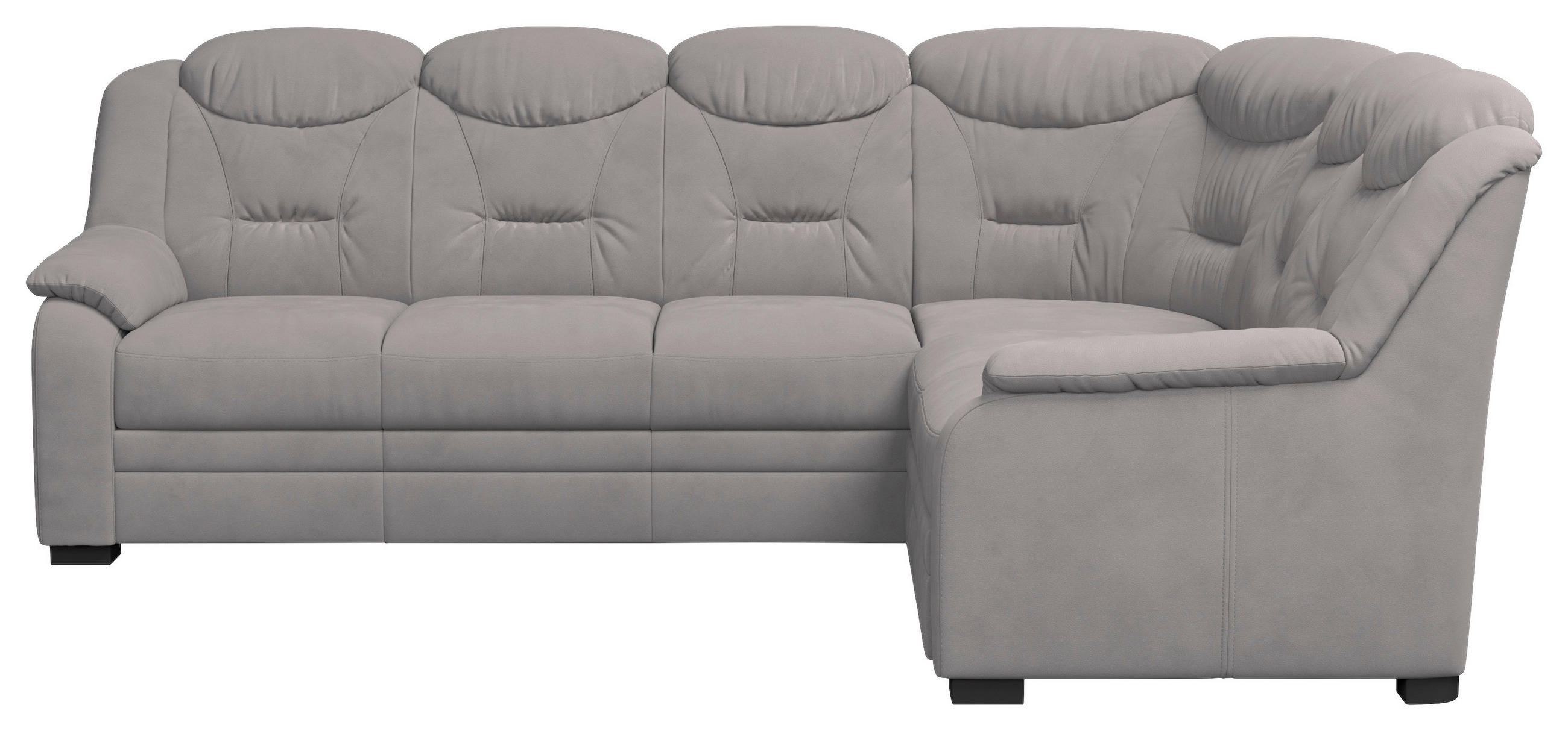 ECKSOFA Hellgrau Mikrofaser  - Hellgrau/Schwarz, Basics, Kunststoff/Textil (263/211cm) - MID.YOU