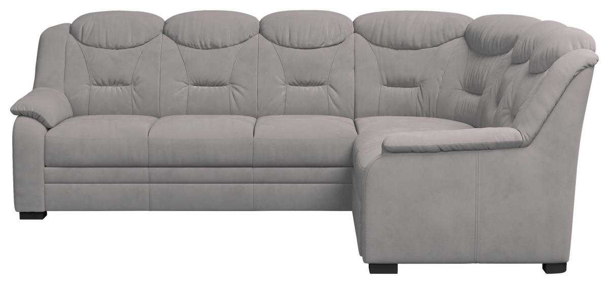 ECKSOFA Hellgrau Mikrofaser  - Hellgrau/Schwarz, Basics, Kunststoff/Textil (263/211cm) - MID.YOU