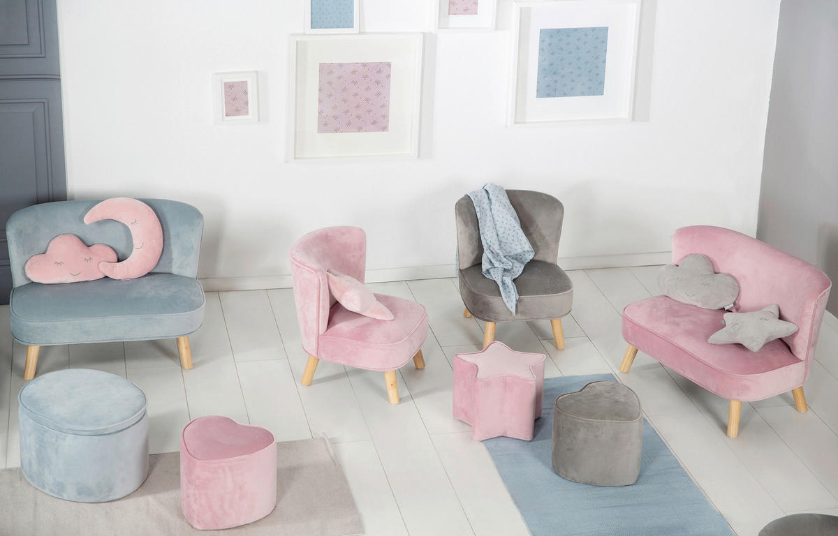 KINDERSOFA - Silberfarben/Grau, Basics, Textil (70/50/48cm) - Roba