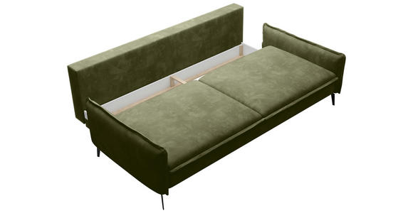 SCHLAFSOFA in Chenille Olivgrün - Schwarz/Olivgrün, KONVENTIONELL, Textil/Metall (223/89/107cm) - Carryhome
