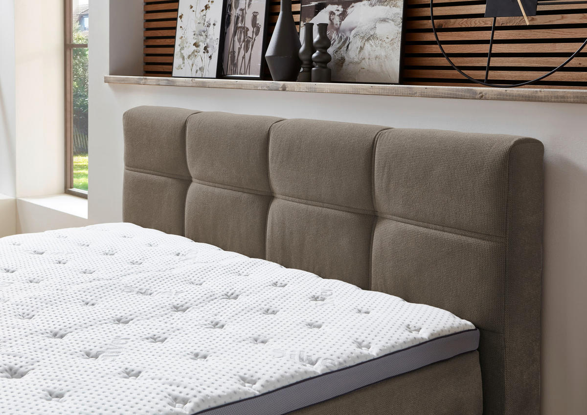 BOXSPRINGBETT 180/200 cm  Taupe  - Taupe/Schwarz, Konventionell, Kunststoff/Textil (180/200cm) - Carryhome