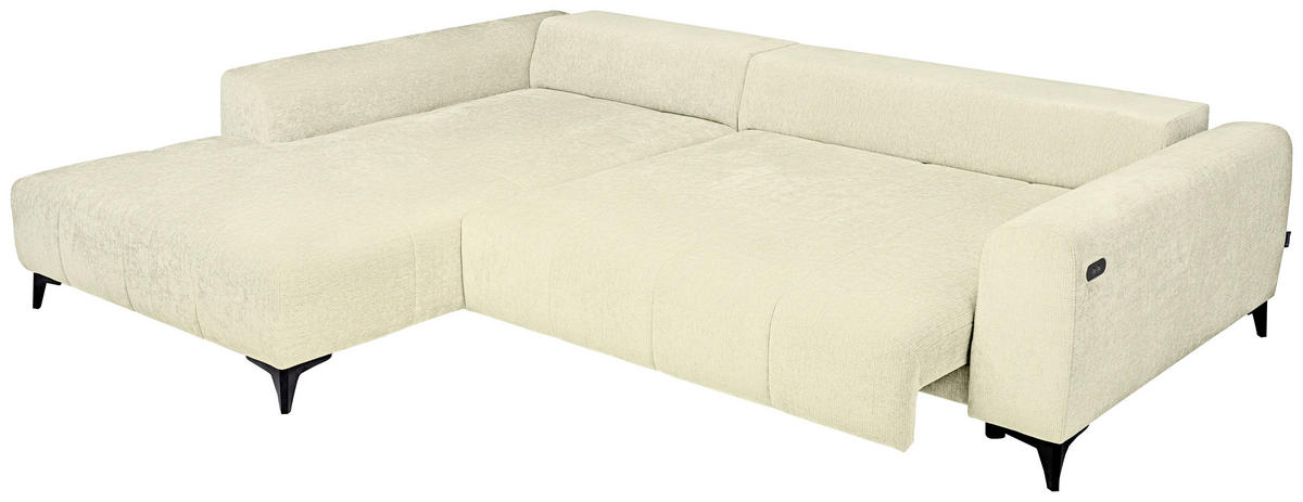 ECKSOFA  in Chenille Creme  222/279 cm  - Creme/Schwarz, KONVENTIONELL, Kunststoff/Textil (222/279cm) - Hom`in