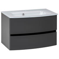 Bază Cu Lavoar  - alb/grafit, Konventionell, sticlă/material pe bază de lemn (80/53/49cm) - Held