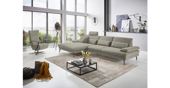 ECKSOFA in Velours Platinfarben 180/310 cm - Platinfarben/Schwarz, Design, Textil/Metall (180/310cm) - Dieter Knoll