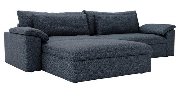 ECKSOFA  in Webstoff Blau  198/306 cm  - Blau/Schwarz, MODERN, Kunststoff/Textil (198/306cm) - Carryhome