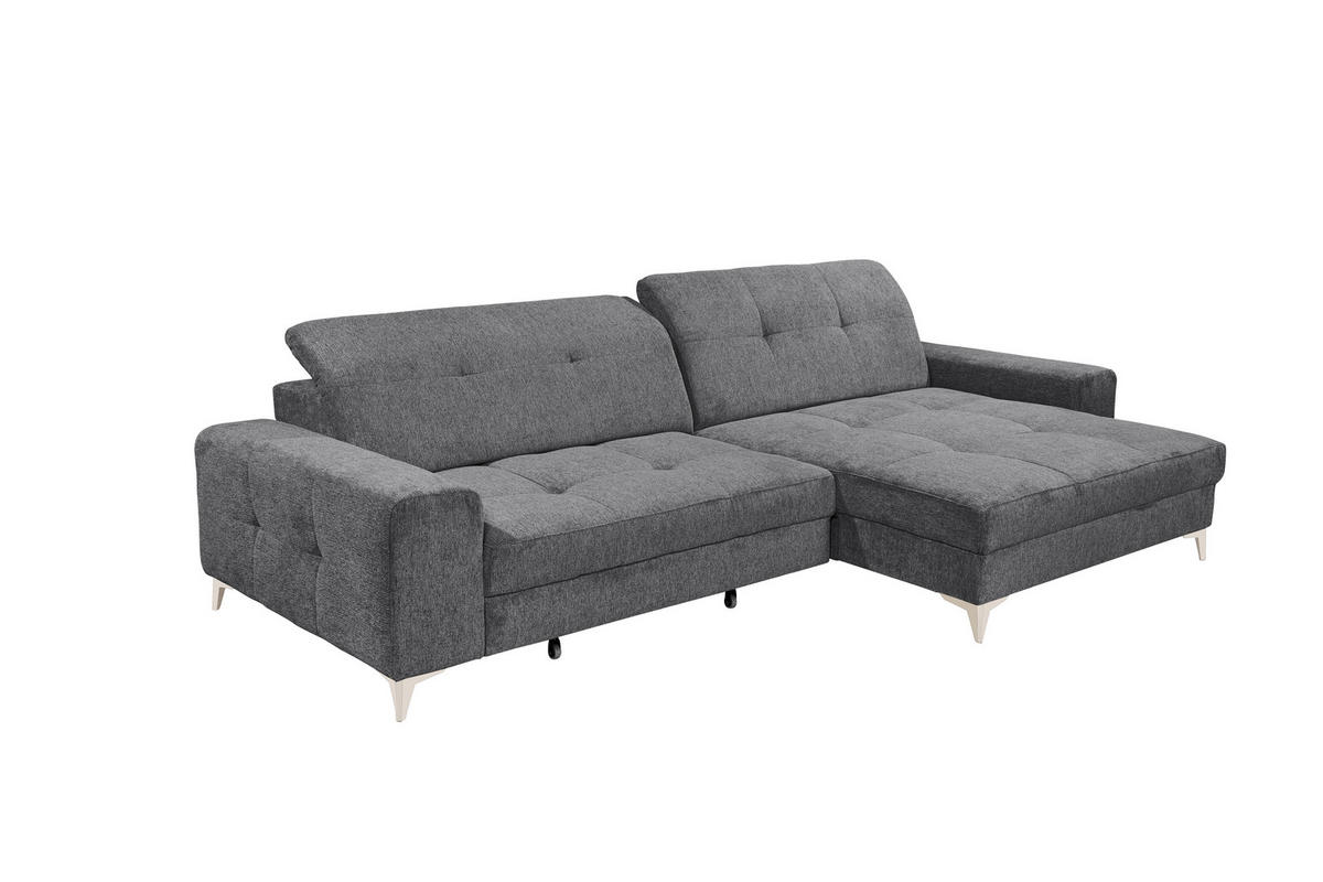 ECKSOFA SORELLA in Mikrovelours Anthrazit Kopfteilverstellung, Sitztiefenverstellung  328/182 cm  - Kaschmir/Anthrazit, Design, Kunststoff/Textil (328/182cm) - MID.YOU