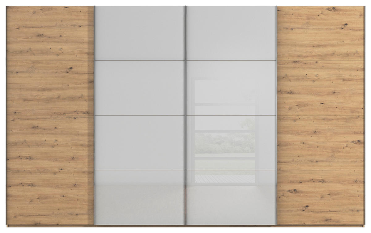 SCHWEBETÜRENSCHRANK 361/235/68 cm 4-türig  - Chromfarben, KONVENTIONELL, Glas/Holzwerkstoff (361/235/68cm) - Novel