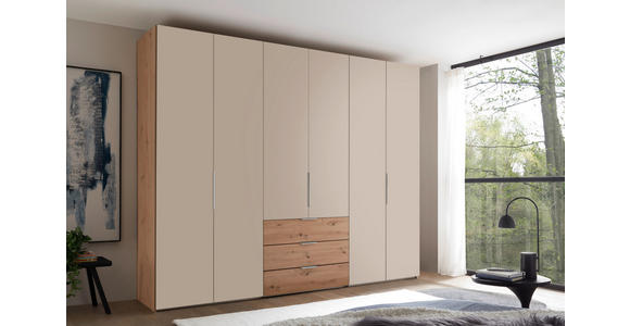 DREHTÜRENSCHRANK inkl. Zubehör 298/240/63 cm,  in Eiche Artisan, Elfenbein, 6-türig  - Elfenbein/Alufarben, Design, Holzwerkstoff/Metall (298/240/63cm) - Dieter Knoll