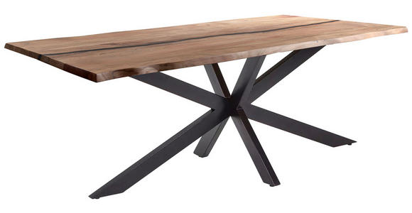 ESSTISCH in Holz, Metall, Naturmaterialien 200/100/76 cm - Schwarz/Braun, LIFESTYLE, Naturmaterialien/Holz (200/100/76cm) - Landscape