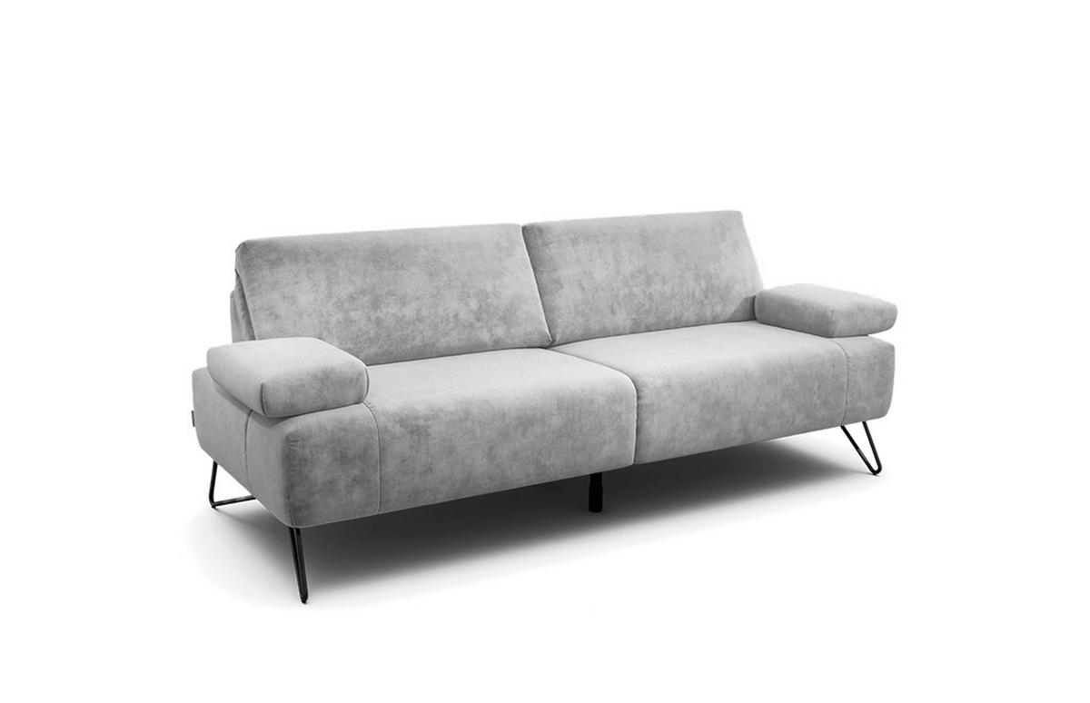 2,5-SITZER Samt Hellgrau  - Hellgrau/Schwarz, Design, Textil/Metall (204-234/85/86-94cm) - SENSOO