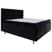 KONTINENTALSÄNG 180/200 cm  i svart  - aluminiumfärg/svart, Klassisk, metall/trä (180/200cm) - Cassando