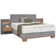 BOXSPRINGBETT 160/200 cm in Eichefarben, Hellgrau - Eichefarben/Hellgrau, Natur, Holz/Textil (160/200cm) - Valnatura