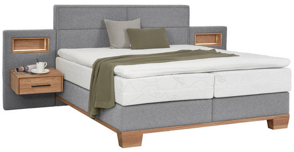 BOXSPRINGBETT 160/200 cm in Eichefarben, Hellgrau - Eichefarben/Hellgrau, Natur, Holz/Textil (160/200cm) - Valnatura
