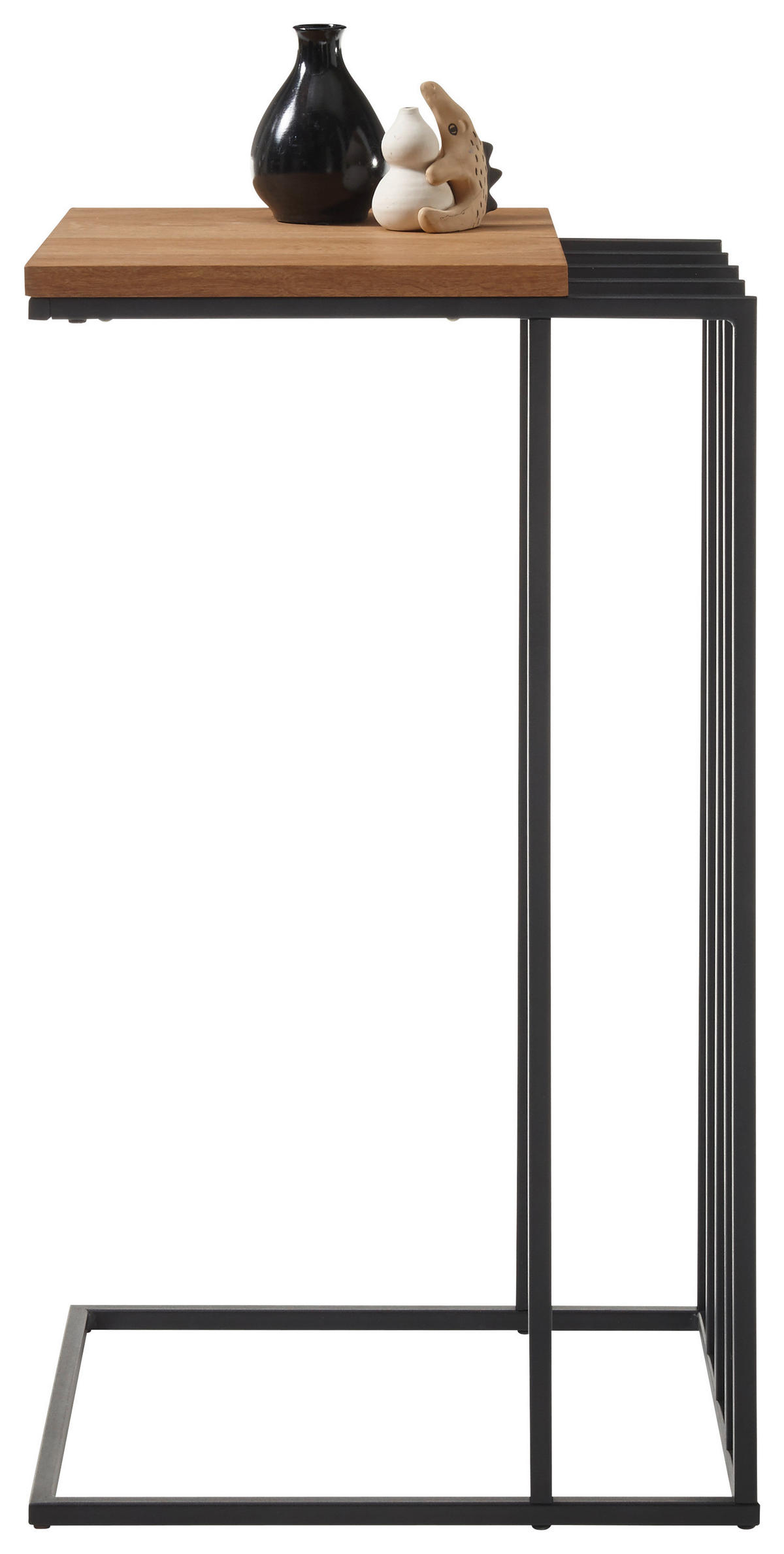 BEISTELLTISCH 40/35/70 cm Eiche massiv Naturfarben, Schwarz, Eichefarben rechteckig  - Eichefarben/Schwarz, Holz/Metall (40/35/70cm) - Xora