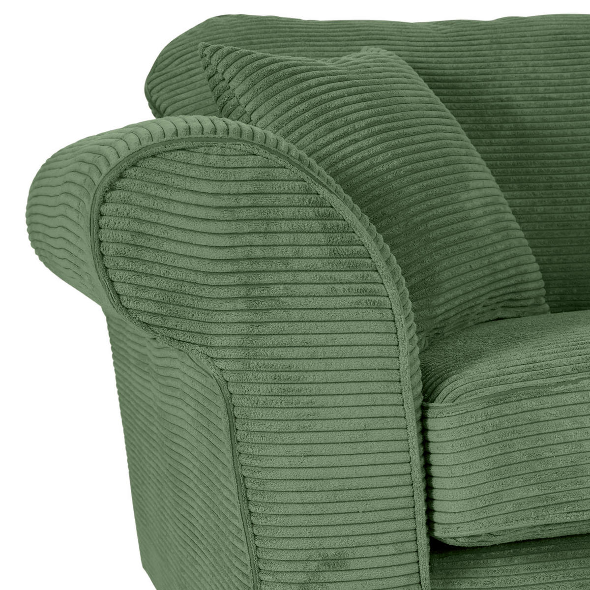 2-SITZER-SOFA in Cord Olivgrün  - Dunkelbraun/Olivgrün, Konventionell, Holz/Textil (190/70/90cm) - home24